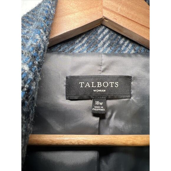 Talbots Wool Polyester Blue Plaid Jacket Coat Blazer Plus Size 18W Lined 18 - Picture 3 of 9